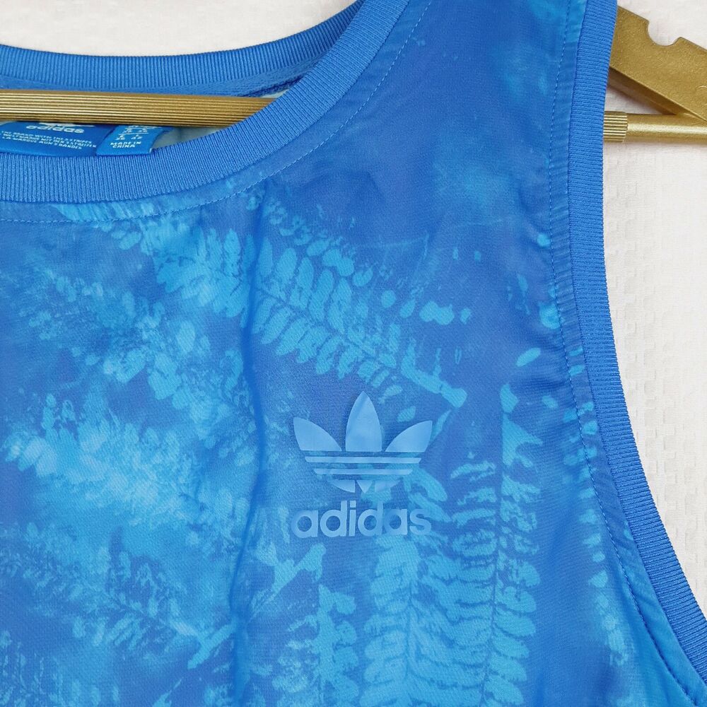 Adidas Women Ocean Elements Tank Top Blue Chiffon Mesh Activewear Top Size S - Picture 5 of 12